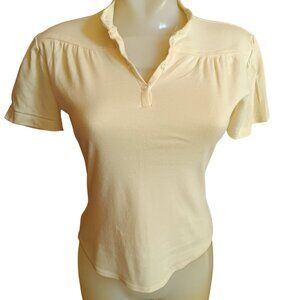 Small Vintage Women's Polo Shirt 1980's JCPenney Yellow Buttery Mom Girls Large